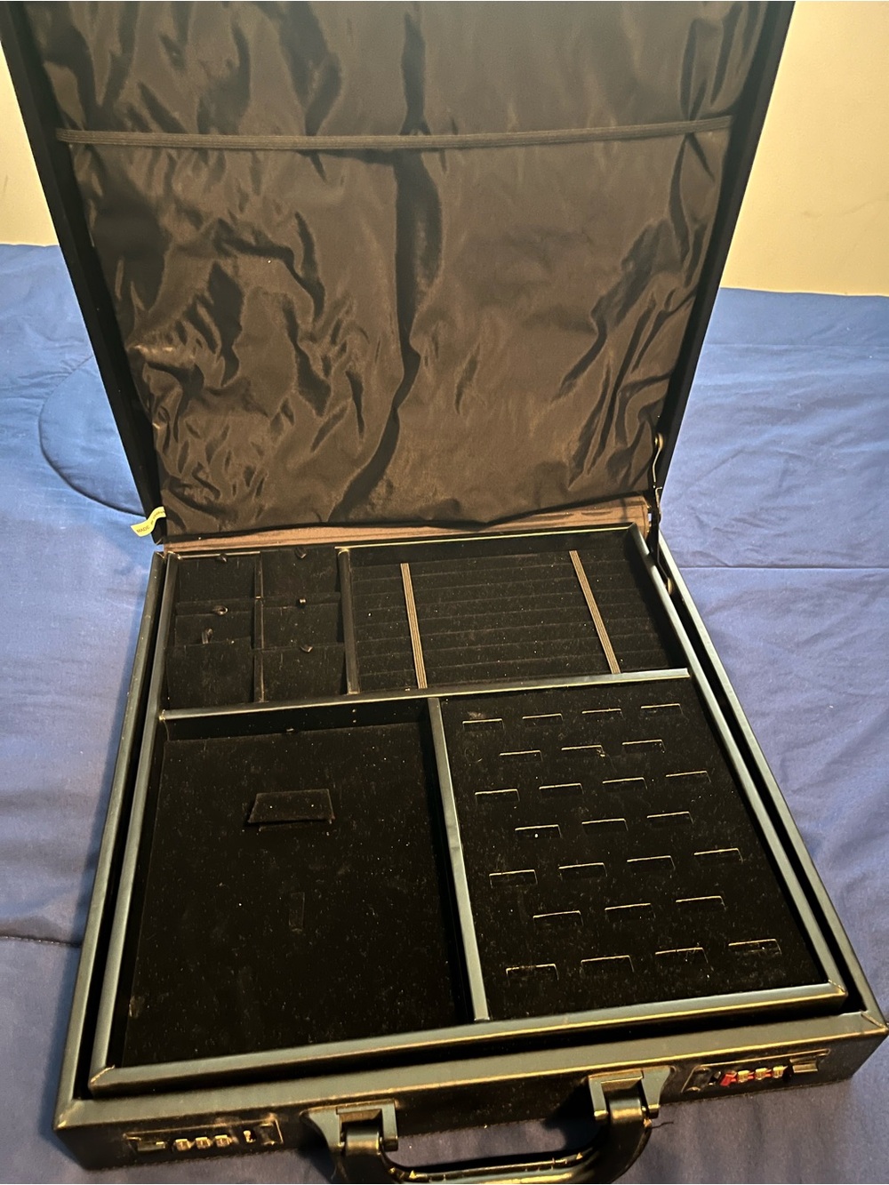 Black Jewelry Organizer Briefcase - Velvet Lined Display